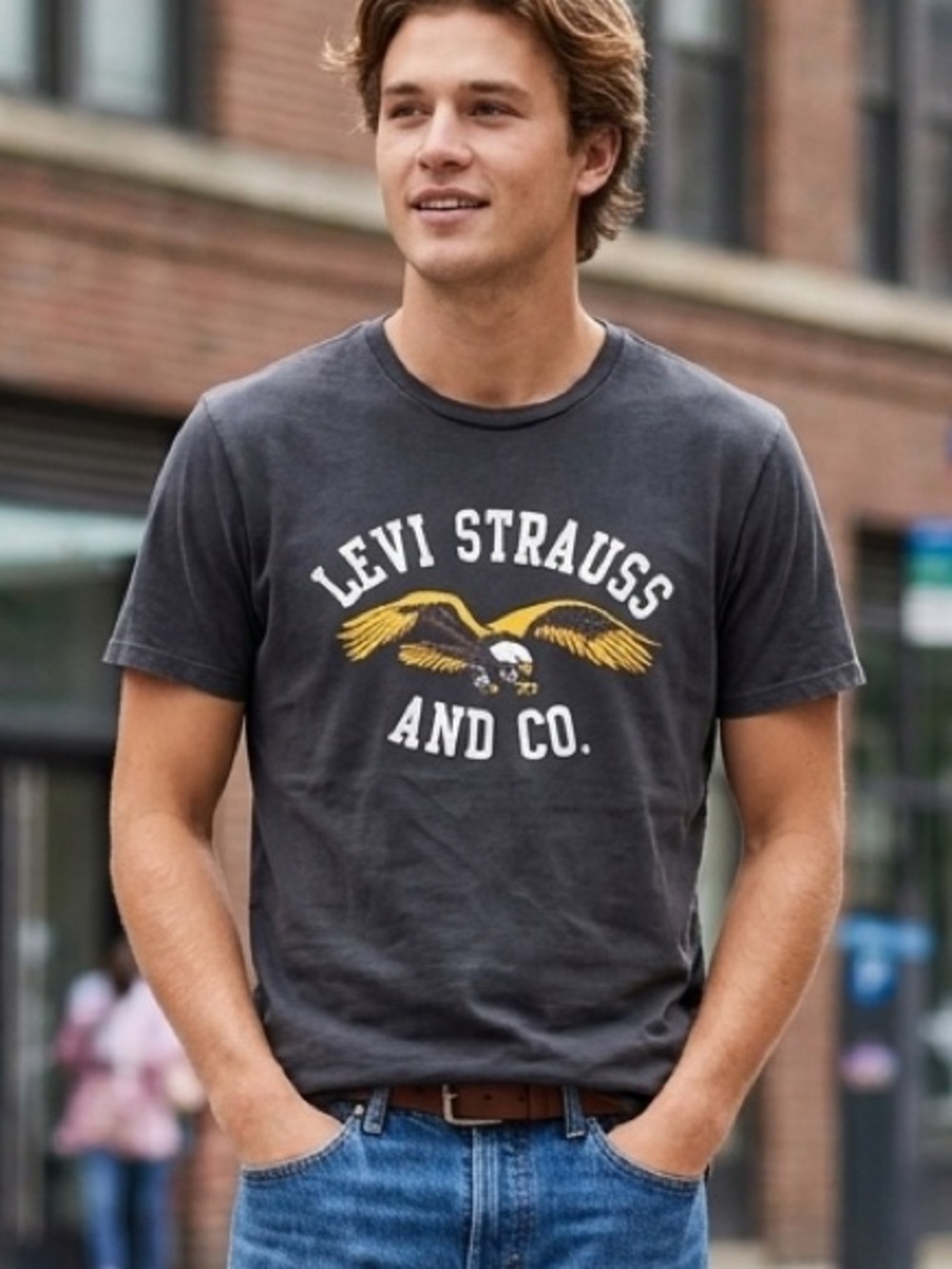 Levi Strauss & Co T-Shirt Men Size L Gray Graphic Print Logo